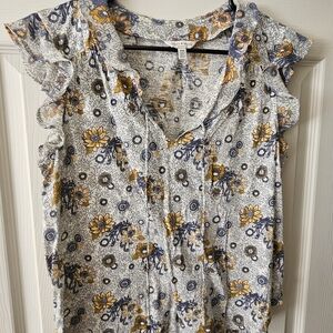 Floral Ruffle Sleeve Top